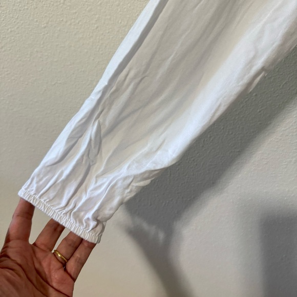 Brandy Melville Wrap Cropped Long Sleeve Top White Viscose-One Size - Picture 6 of 9